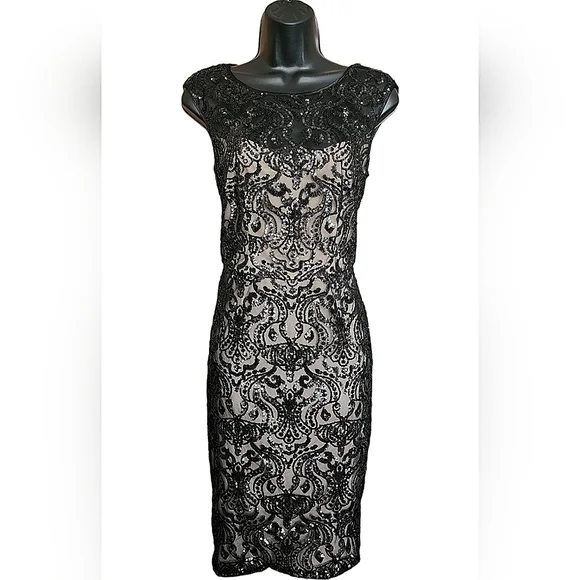 mother of the bride lace sheath dress 3/4 Sleeve Sheer Chiffon Lace Two Piece Sheath Mother of Bride Dress, Beaded Lace main image 1